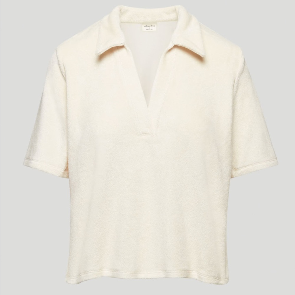 Aritzia Wilfred Free Popsicle Terry Short Sleeve Collard Polo Shirt Large